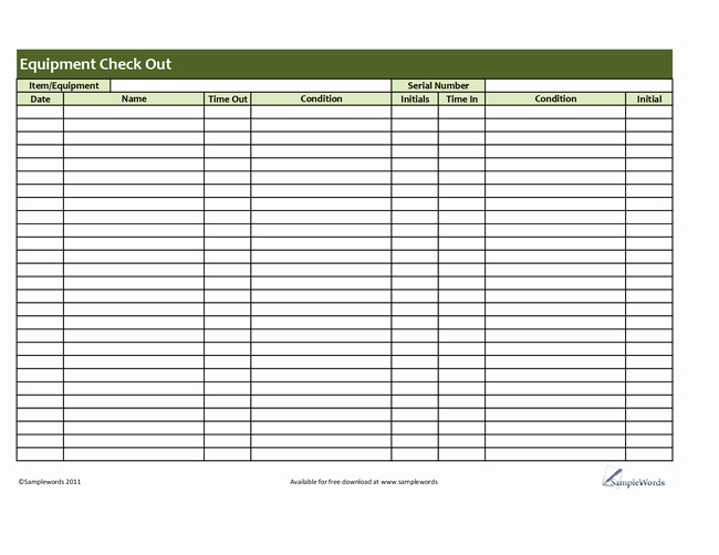 Check In Check Out Spreadsheet Inspirational Key Checkout form Template Alfonsovacca