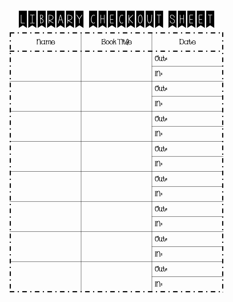 Check In Check Out Spreadsheet Lovely Classroom Library Checkout Recording Sheet