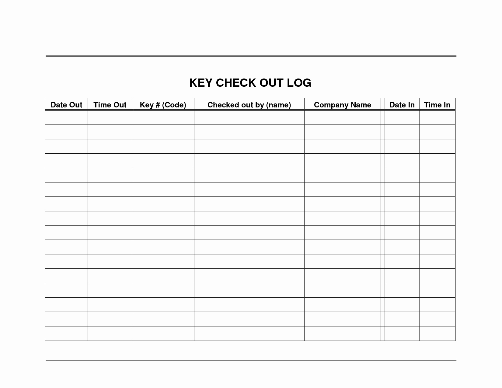 Check In Check Out Template Fresh 30 Of Key Log Template Excel