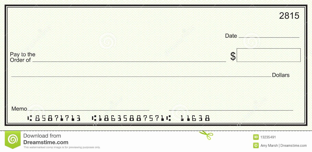 Check Template Filled Out Fresh Blank Check Green Security Background Stock Vector