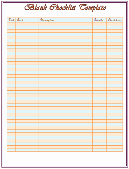 Check Template for Word Awesome Blank Checklist Template A Simple Checklist