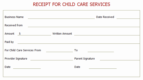 Child Care Receipt Template Inspirational Professional Receipt for Child Care Services
