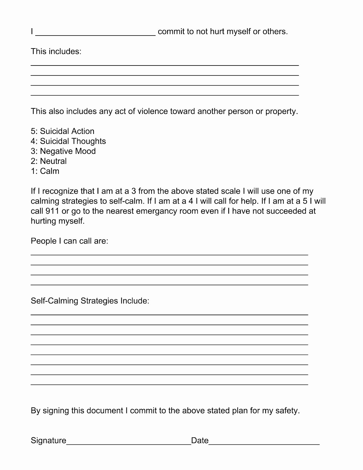Child Safety Plan Template Awesome Safety Plan for Suicidal or at Risk People