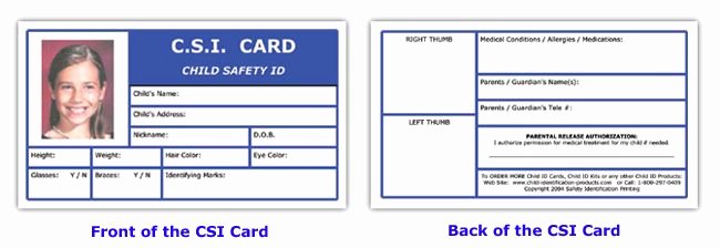 Child Safety Plan Template Beautiful Free Kids Id Card Template