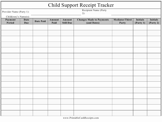 Child Support Receipt Template Awesome Child Support Receipt Tracker Spreadsheet Download