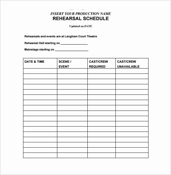 Choir Rehearsal Plan Template Awesome 13 Rehearsal Schedule Templates Word Excel Pdf