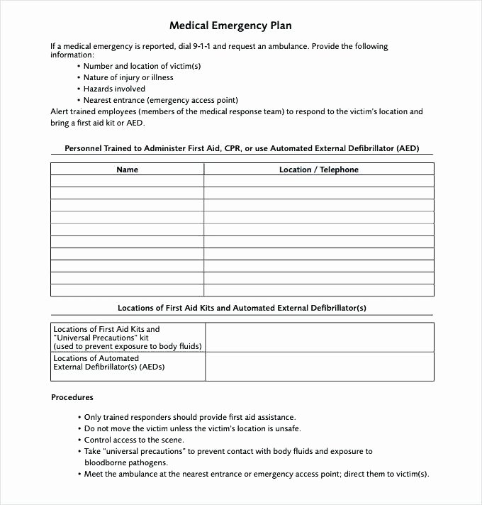 Church Emergency Action Plan Template Awesome Emergency Care Plan Template Home Emergency Evacuation