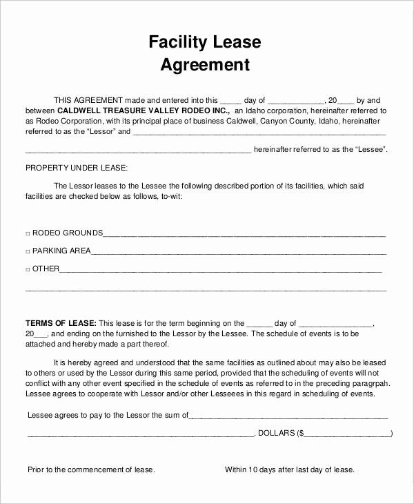 Church Facility Rental Agreement Template Awesome 9 Facility Agreement Templates Free Sample Example