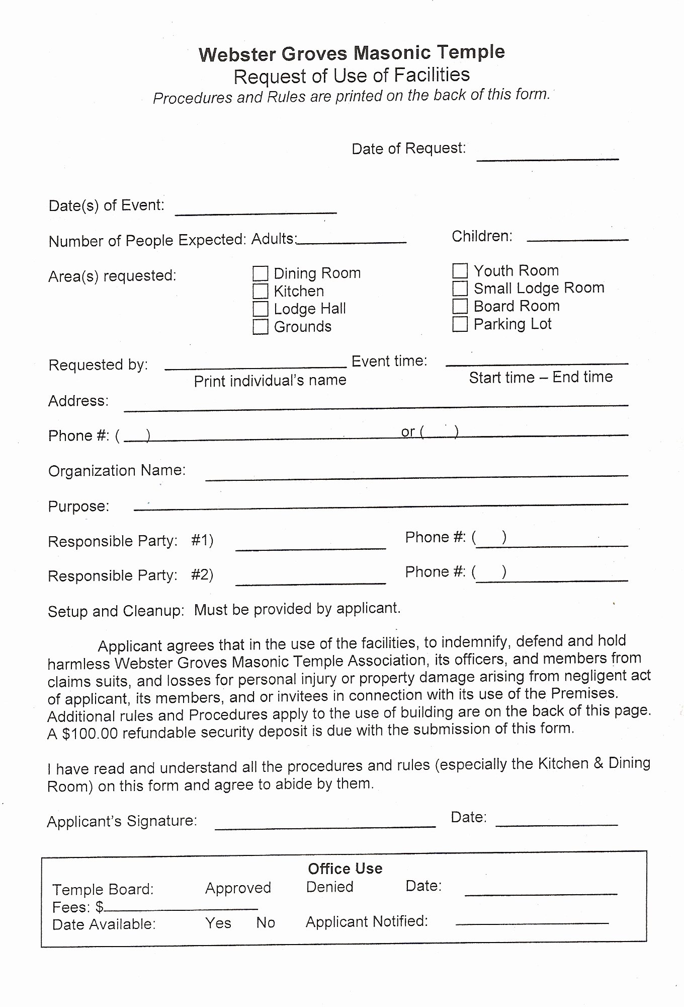 Church Facility Rental Agreement Template Awesome Hall Rental Agreement