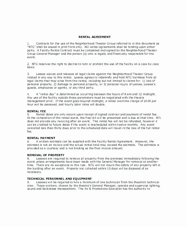 Church Facility Rental Agreement Template Beautiful Contract Template Free Word Documents Download General