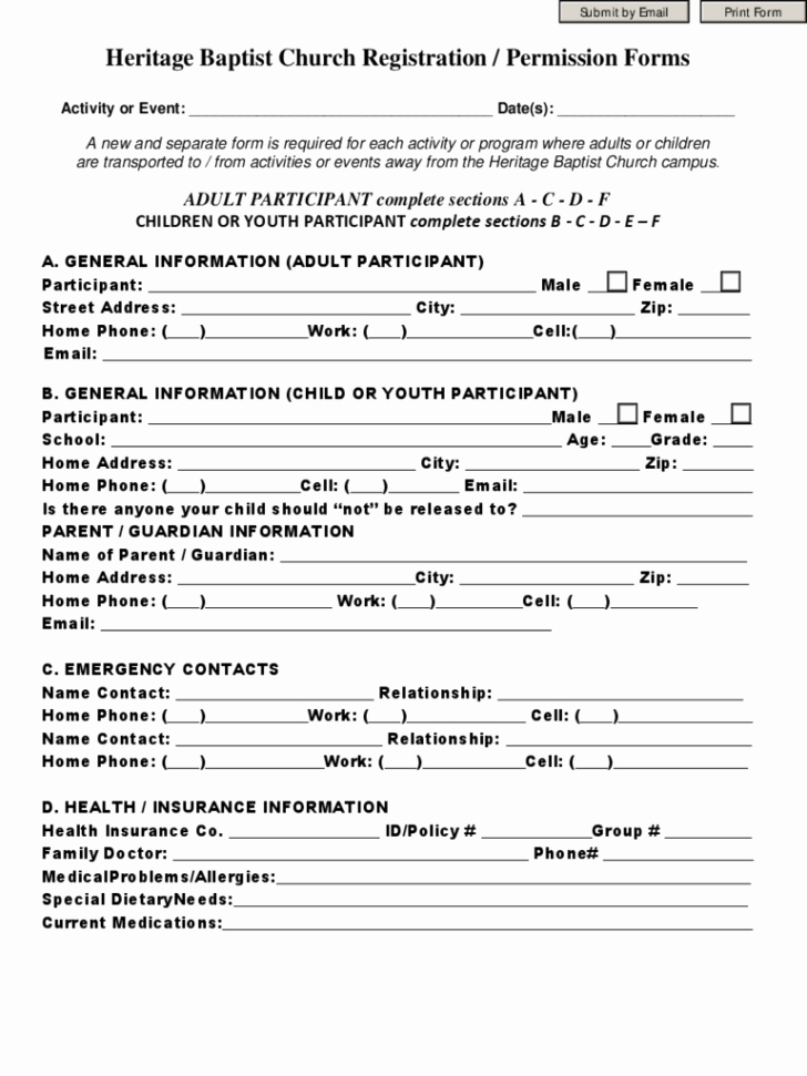 Church Security Plan Template Awesome form Church Registration form