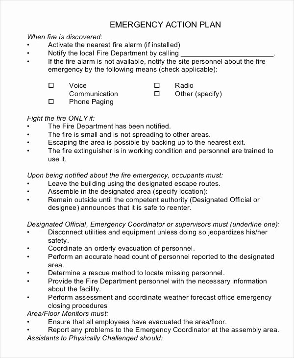 Church Security Plan Template New Emergency Action Plan Template 9 Free Sample Example