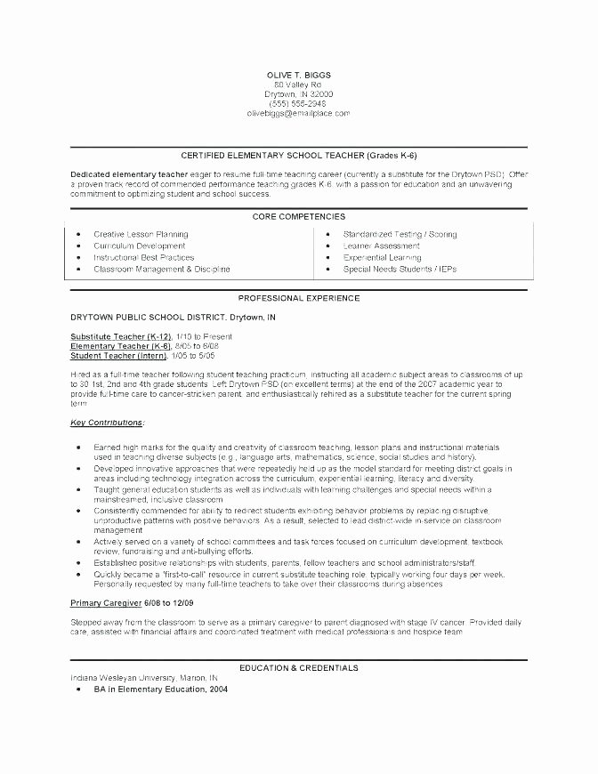 Classroom Management Plan Template Elementary Awesome Elementary Teacher Resume Sample Writing Tips Panion