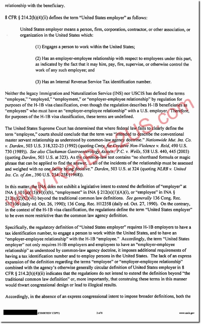 Client Letter format for H1b Elegant H1b Denial Letter Real by Uscis – Speciality Occupation