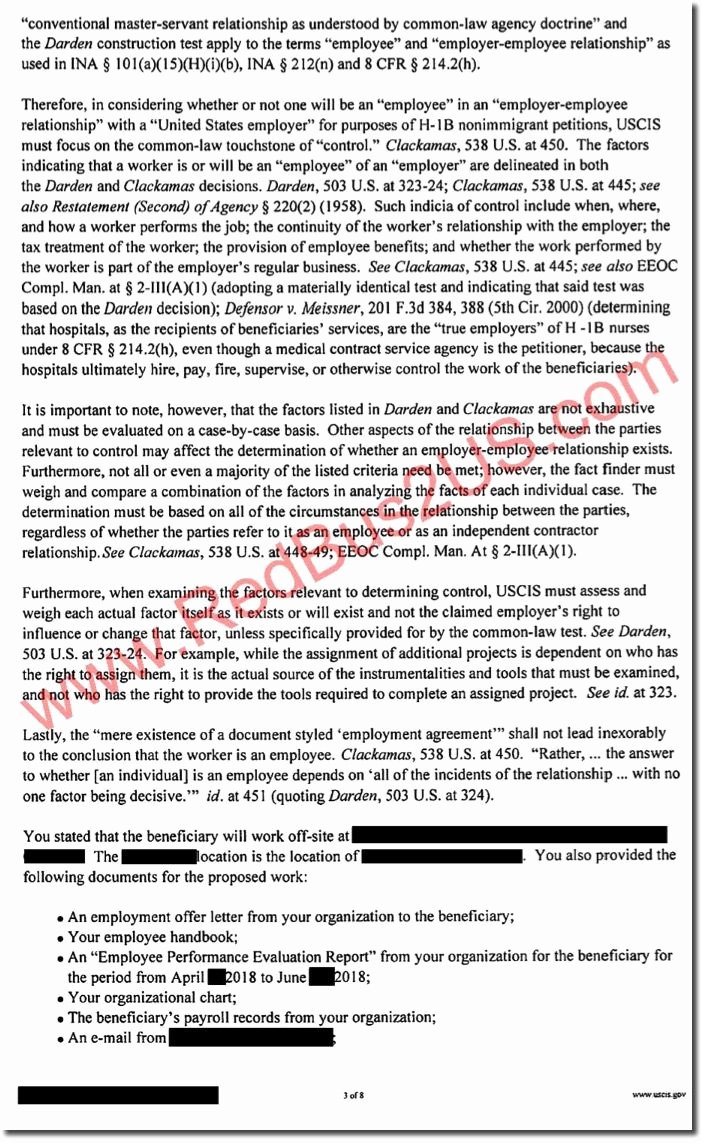 Client Letter format for H1b Lovely H1b Denial Letter Real by Uscis – Speciality Occupation