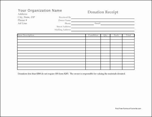 Clothing Donation Receipt Template Elegant Irs form 8283 for Noncash Charitable Contributions Excel