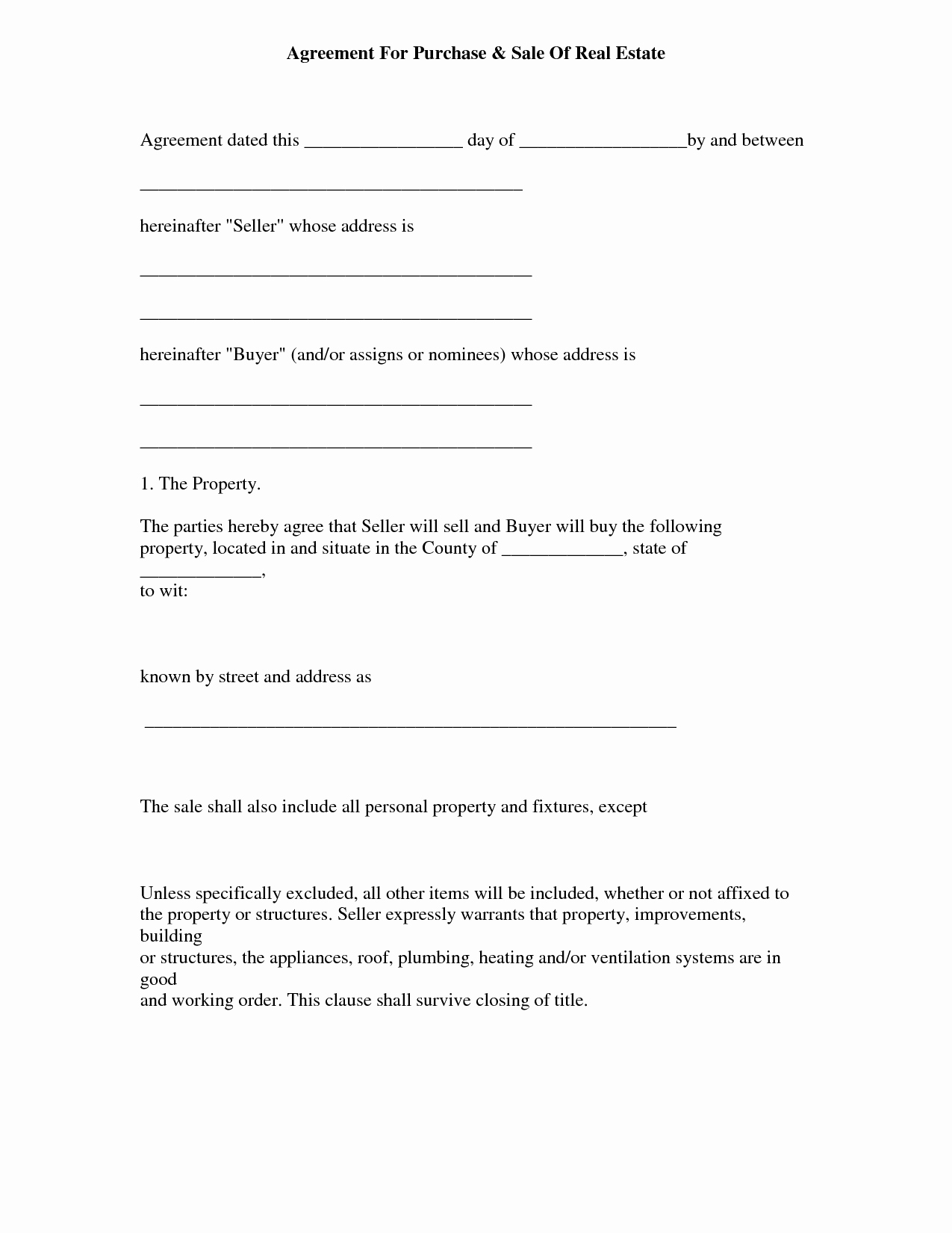 Co-ownership Agreement Real Estate Template Lovely Simple Land Purchase Agreement form
