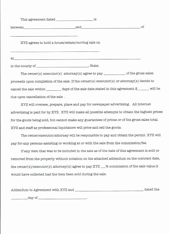 Co-ownership Agreement Real Estate Template Luxury Addendum to Real Estate Purchase Sale Agreement Sales