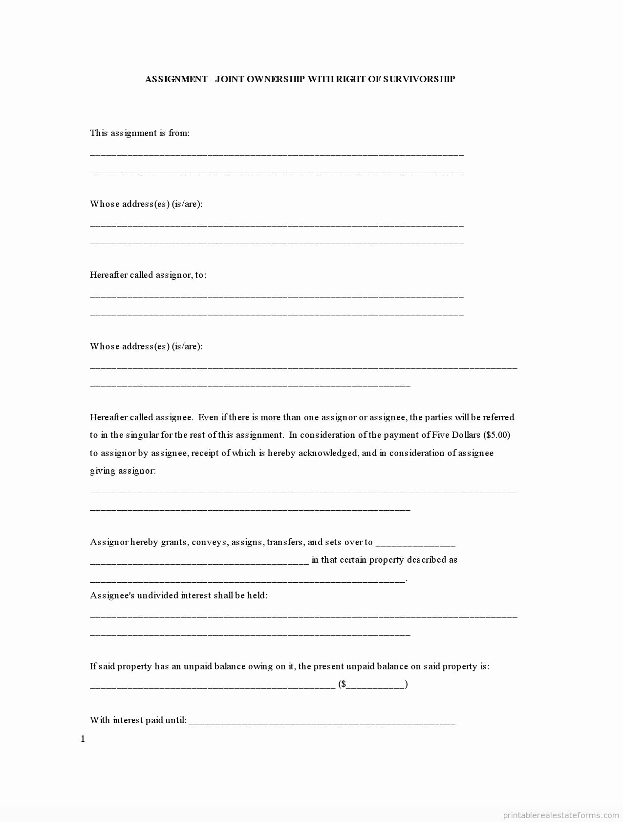 Co-ownership Agreement Real Estate Template New Free Letter assignment Free for Joint Ownership