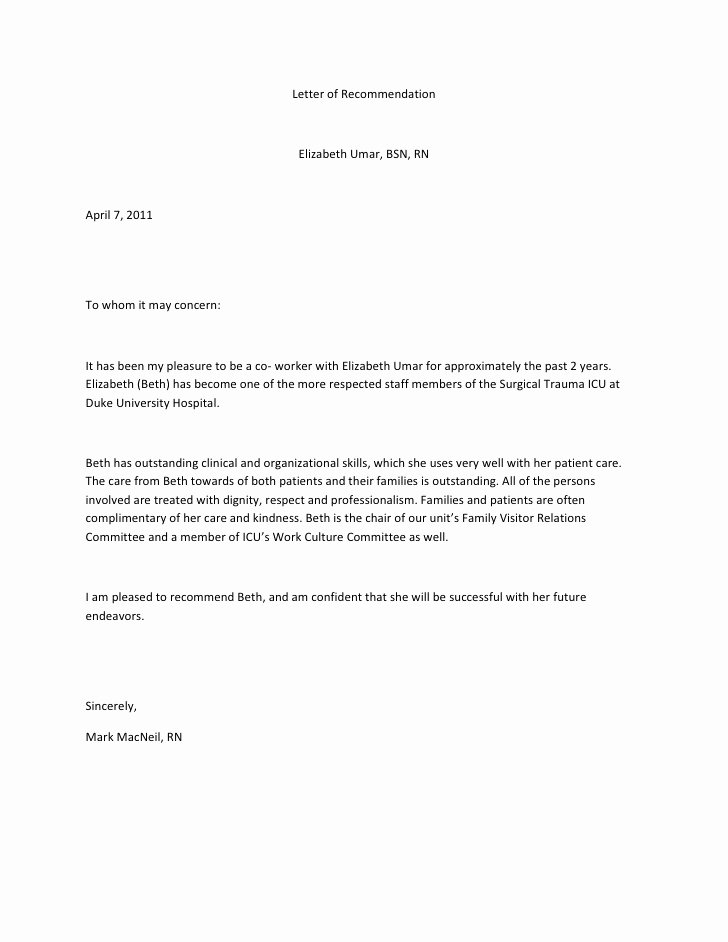 Co Worker Letter Of Recommendation Lovely Letter Of Re Mendation
