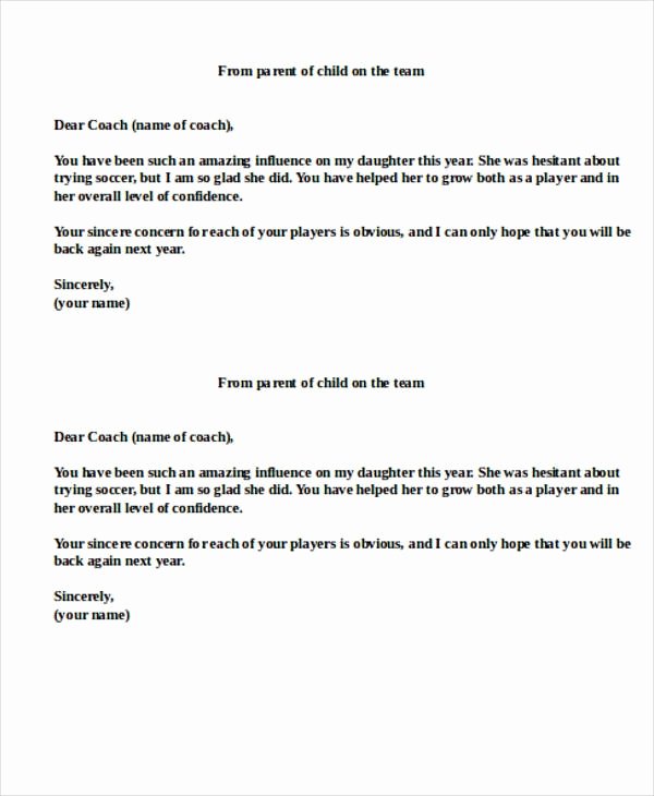 Coaches Letter Of Recommendation Samples Best Of Coach Thank You Letter Letter Of Re Mendation