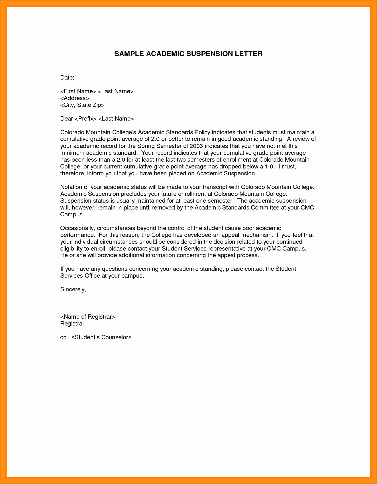 College Appeal Letter format Inspirational 5 Sample College Appeal Letters