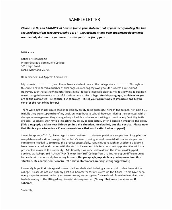 College Appeal Letter format New Awesome Special Circumstances Financial Aid Letter Example