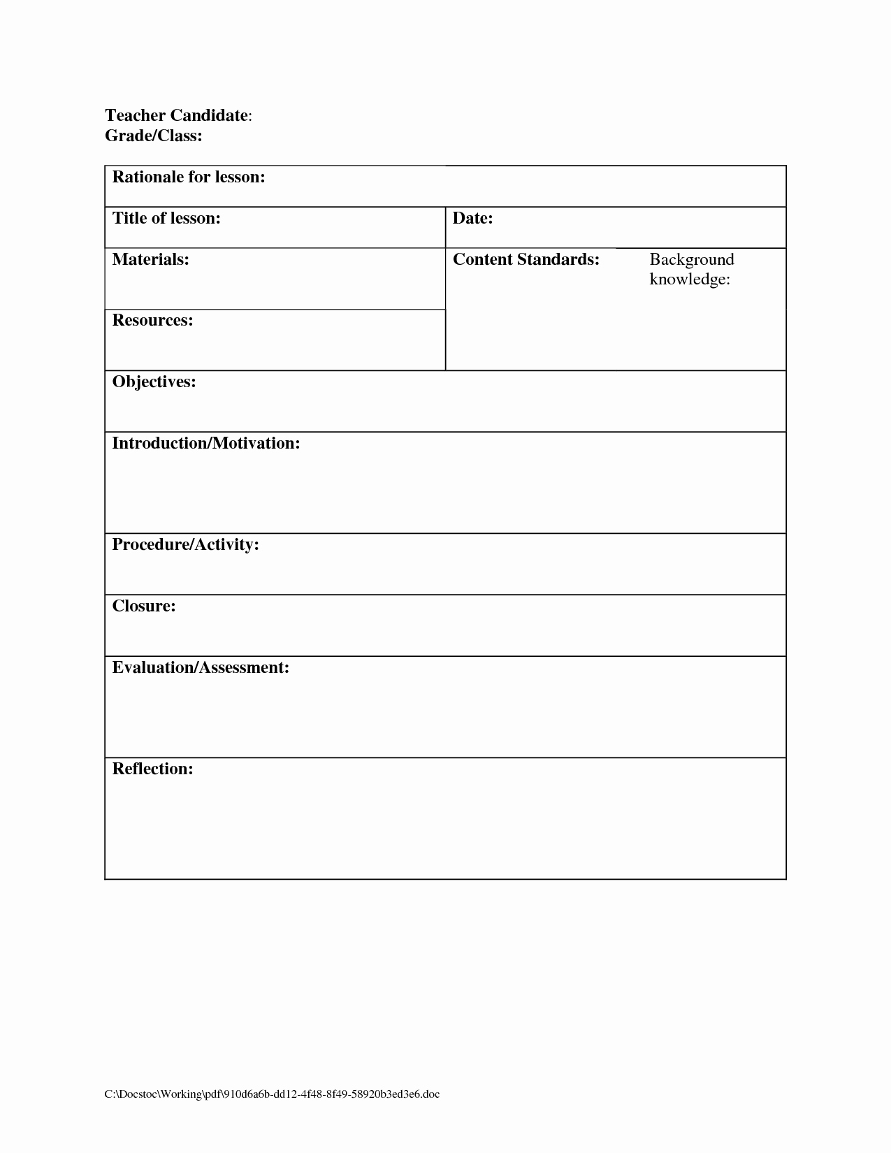 College Lesson Plan Template Beautiful Printable Blank Lesson Plans form for Counselors