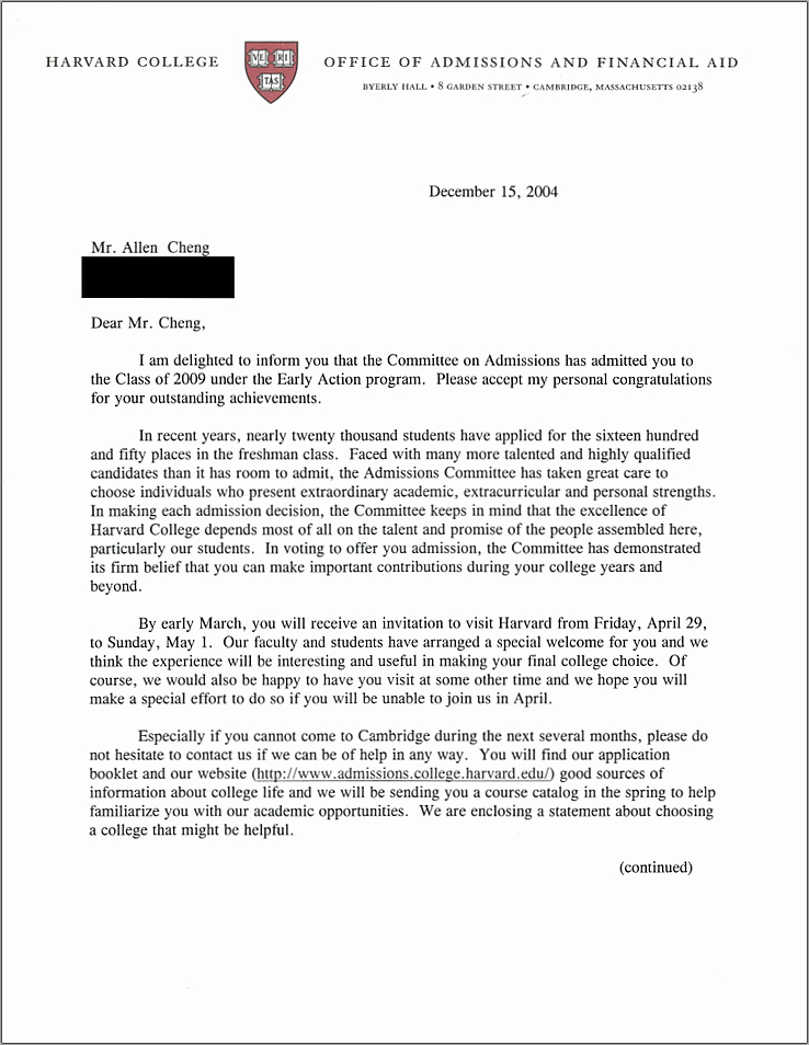 College Recommendation Letter From Alumni Sample New Harvard Acceptance Letter Real and Ficial