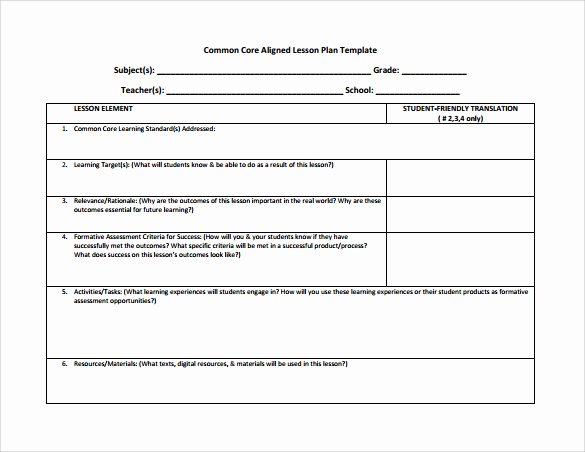 Common Core Lesson Plan Template Best Of Editable Lesson Plan Template