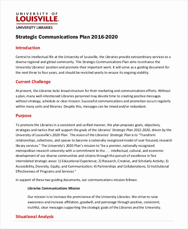 Communications Plan Template Word Unique Strategic Plan Template 10 Free Word Pdf Documents