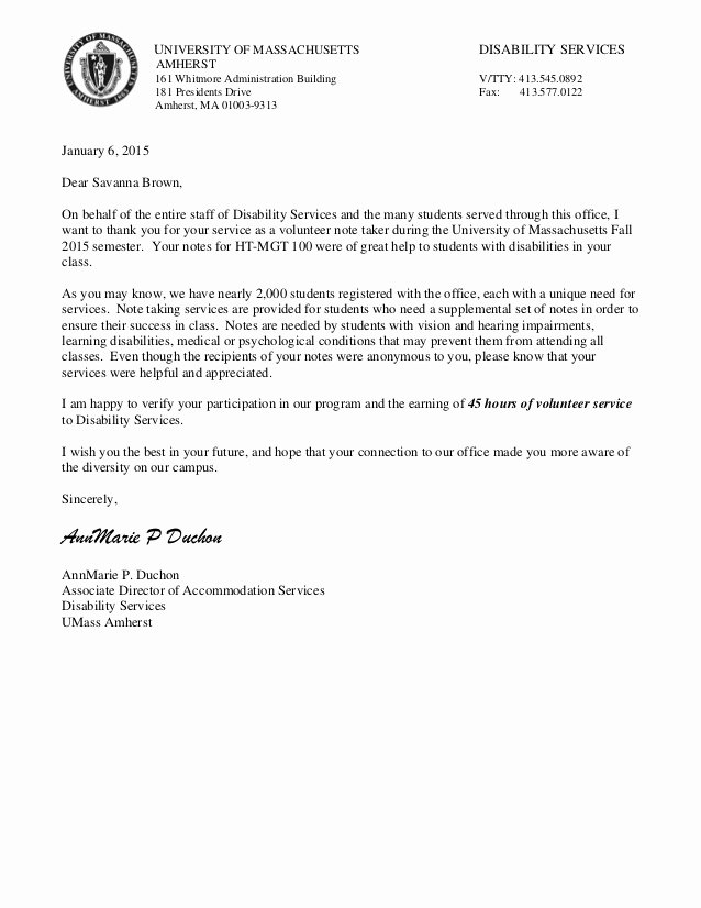 Community Service Letter Of Recommendation Inspirational Munity Service Letter