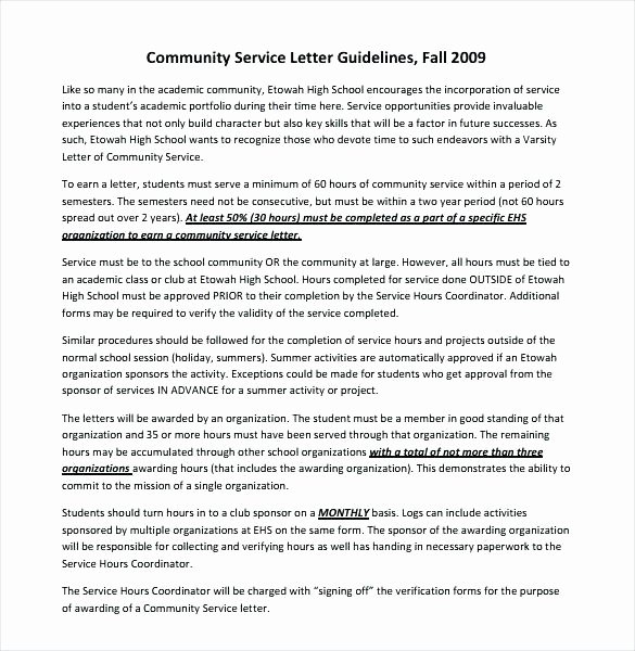 Community Service Letter Of Recommendation Lovely Download by Munity Service Hours Verification Letter