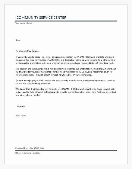 Community Service Recommendation Letter Elegant Munity Service Letter Of Re Mendation