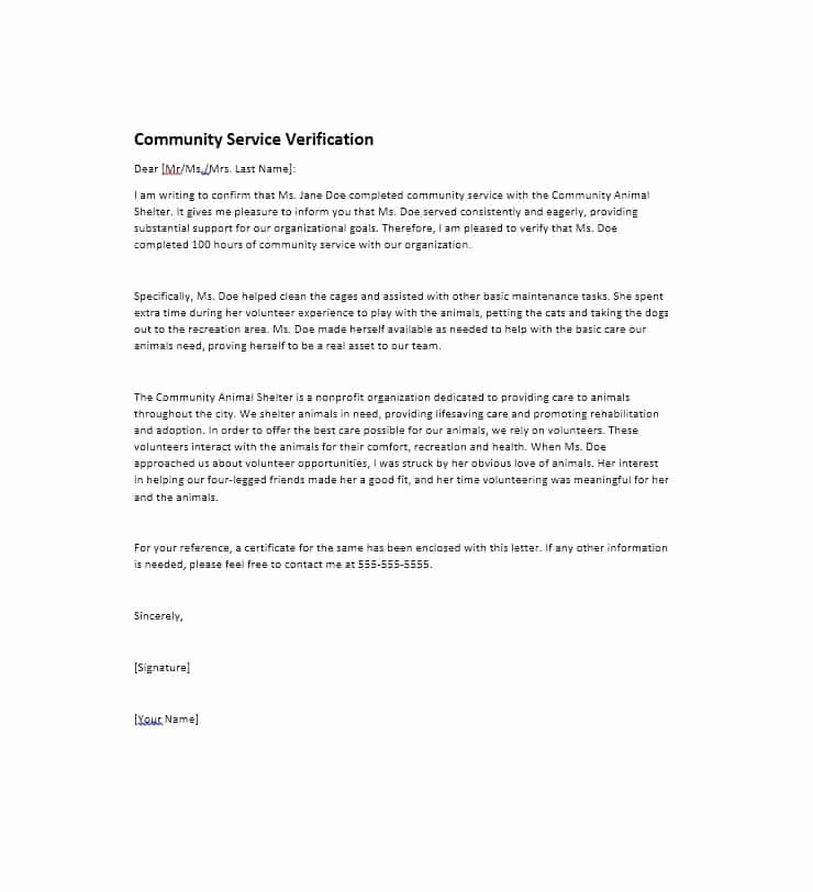 Community Service Recommendation Letter Luxury Munity Service Letter 40 Templates [ Pletion