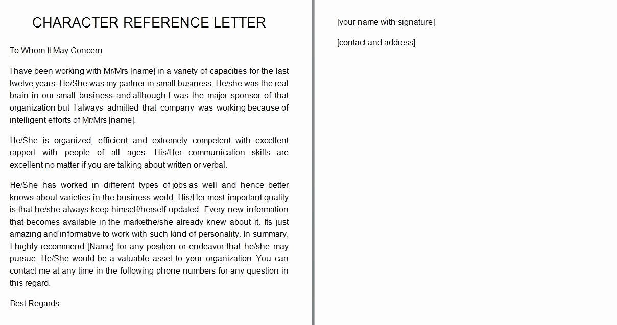 Confidential Letter Of Recommendation Best Of 40 Awesome Personal Character Reference Letter