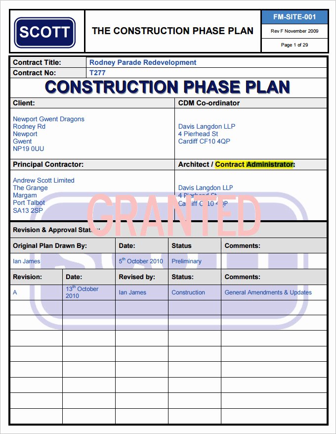 Construction Safety Plan Template Best Of 8 Construction Phase Plan Template Doc Pdf
