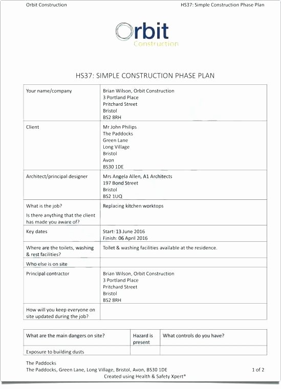 Construction Safety Plan Template New General Safety Policy Template Free Templates Health and