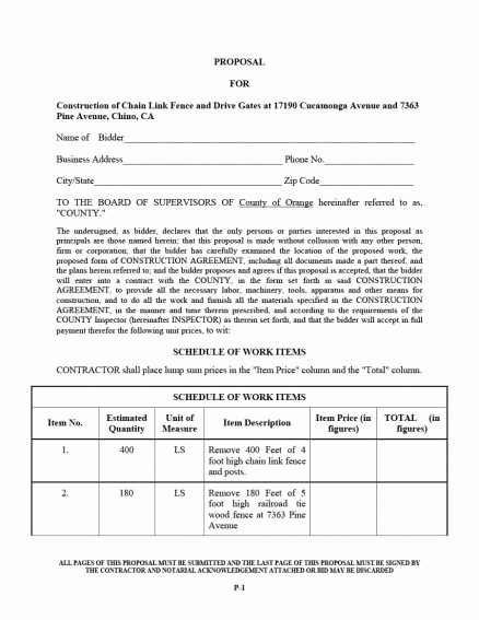 Contractor Engagement Letter Elegant Contractor Proposal Sample Free Bid Template Pdf General