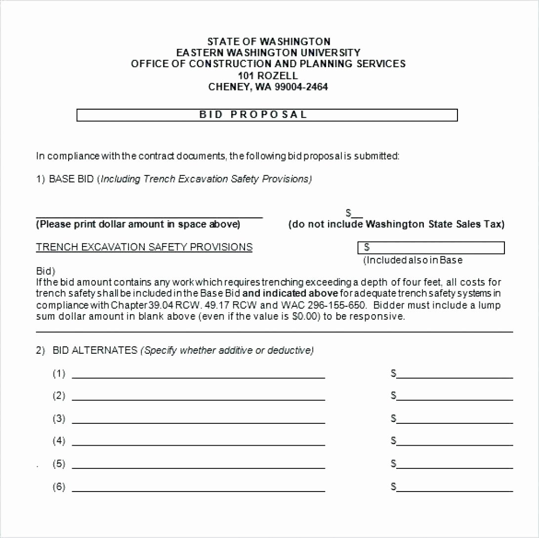 Contractor Engagement Letter Fresh Contractor Proposal Sample Free Bid Template Pdf General