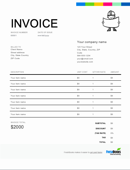 Contractor Receipt Of Payment Awesome Contractor Invoice Template Free Download