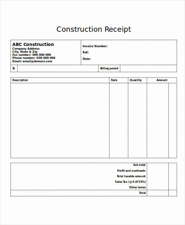 Contractor Receipt Of Payment Best Of 5 Construction Receipt Templates – Free Sample Example