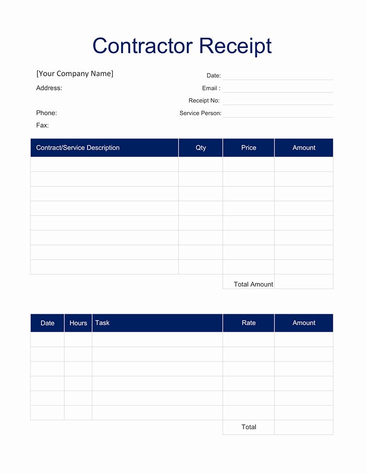 Contractor Receipt Of Payment Luxury Free Free Business Receipt