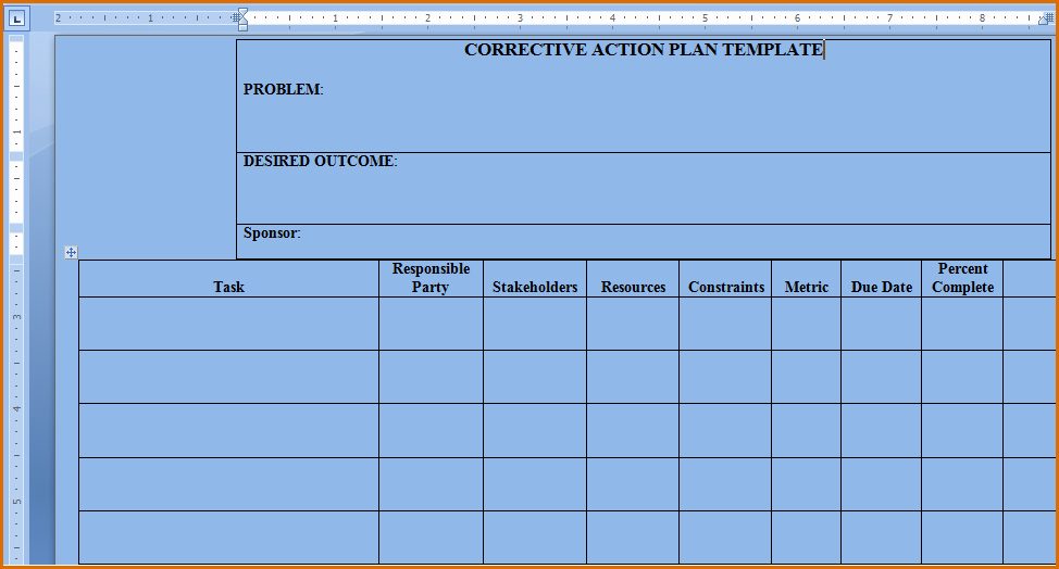 Corrective Action Plan Template Word Best Of 7 Action Plan Template Word
