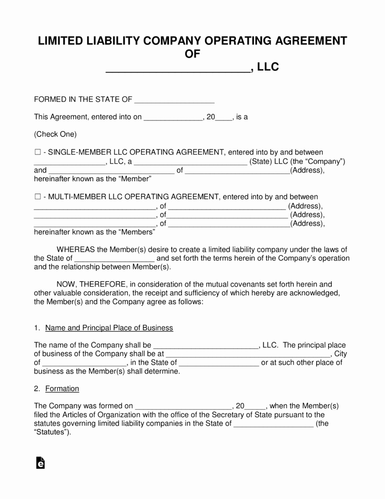 Cottage Operating Agreement Template Awesome Free Llc Operating Agreement Templates Pdf