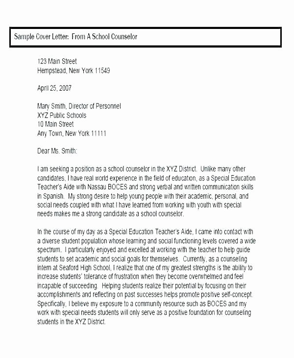 Counseling Letter Of Recommendation Unique Counselor Letter Re Mendation Sample High