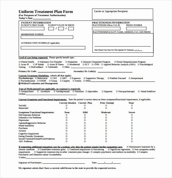 Counseling Treatment Plan Template Best Of 8 Treatment Plan Templates