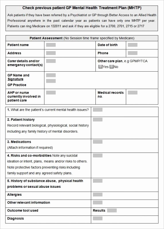 Counseling Treatment Plan Template Best Of Mental Health Treatment Plan Template Download