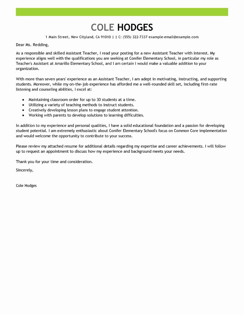 Cover Letter format for Teachers Best Of 350 Free Cover Letter Templates for A Job Application