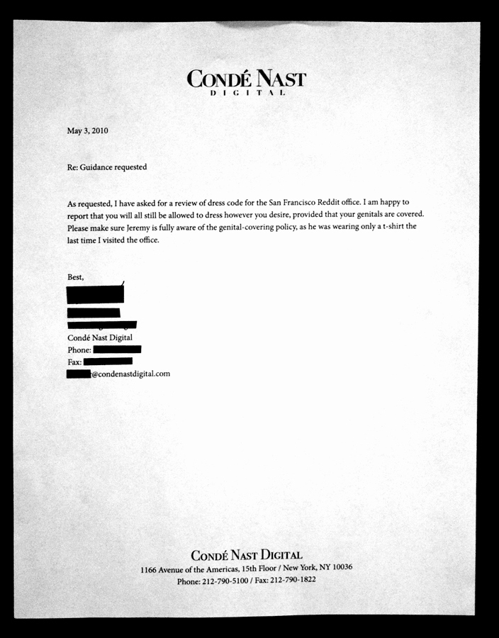Cover Letter format Reddit Unique Letter From Conde Nast to Reddit Cover Your Genitals Wtf